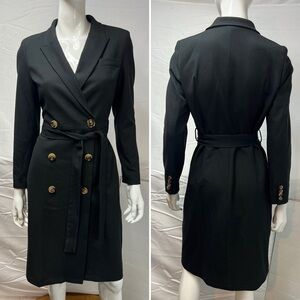 Carlie Carson Women’s L Black Double Breasted Trench Coat Anthropologie